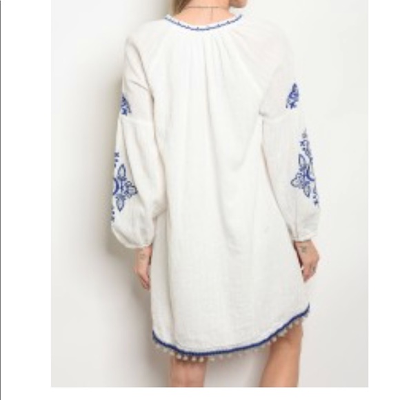 5/30 sale 📍 Boho bohemian white blue tassel dres - Picture 3 of 5